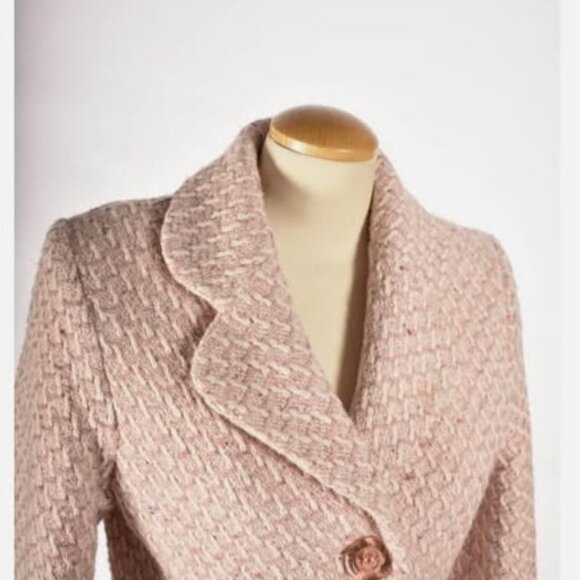 Cecil Gee Pink White Mod Check Tweed Wool Boucle - Picture 5 of 5
